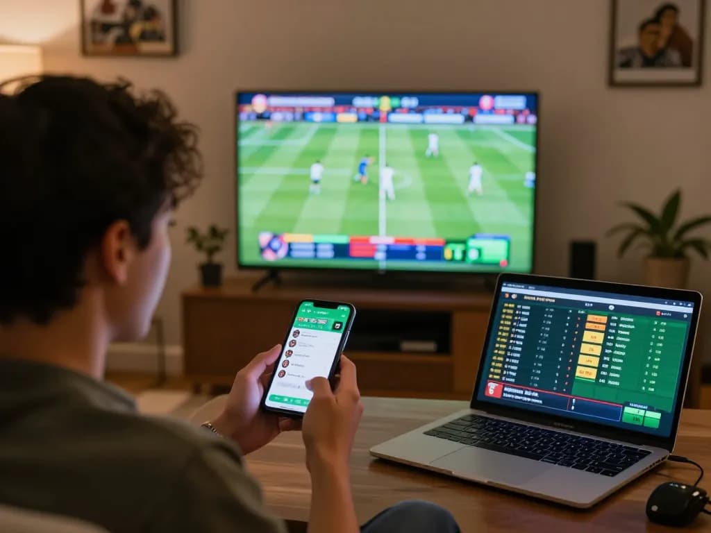Engaging in an online sports betting session, understanding Miễn Trừ Trách Nhiệm with strategic choices.
