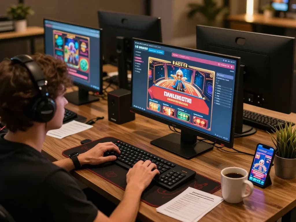 DABET online gaming experience with multiple screens and strategic betting setup.