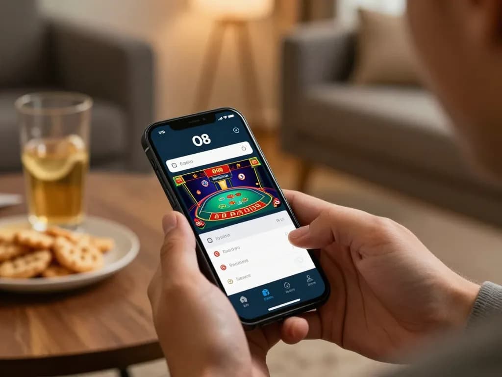 Player enjoying O8 casino app for an engaging online gaming experience with live dealers.