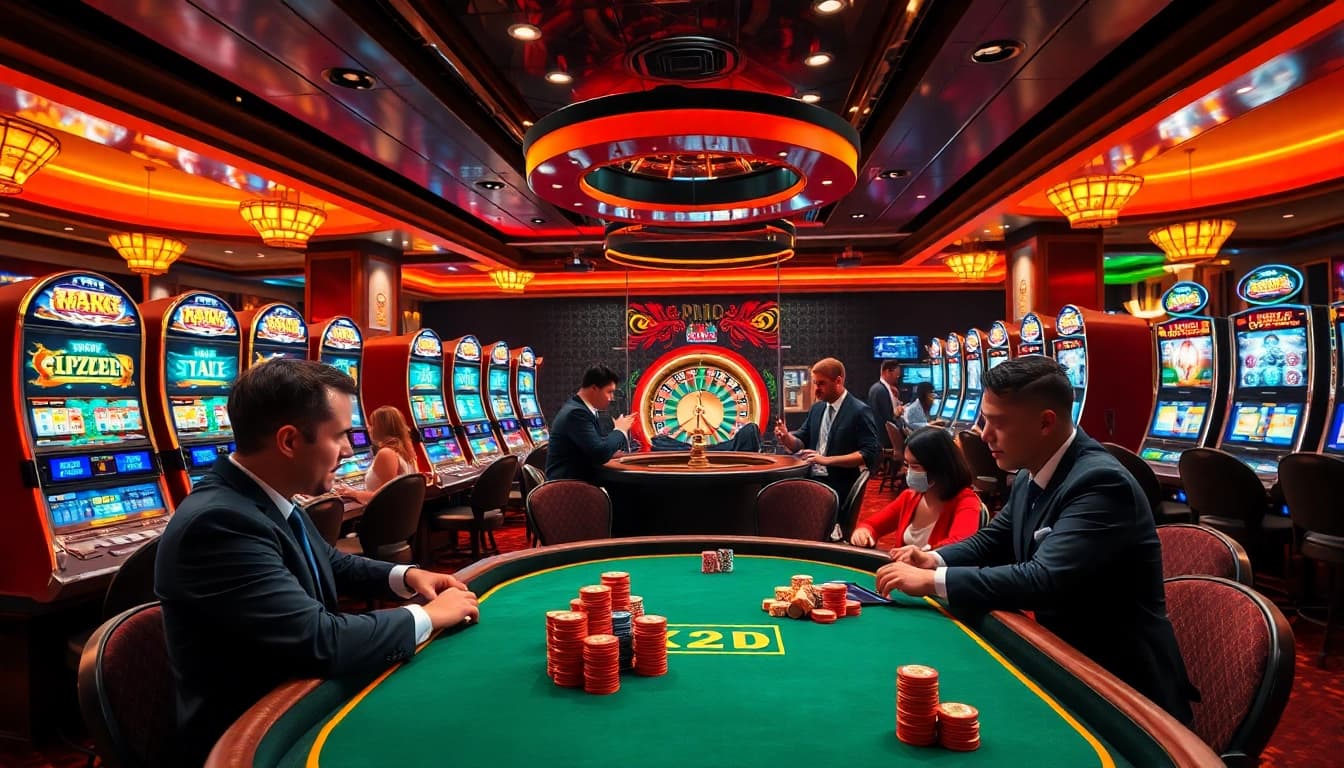 KPI4D players engaged in high-stakes poker at a luxurious casino table, showcasing excitement and professionalism.