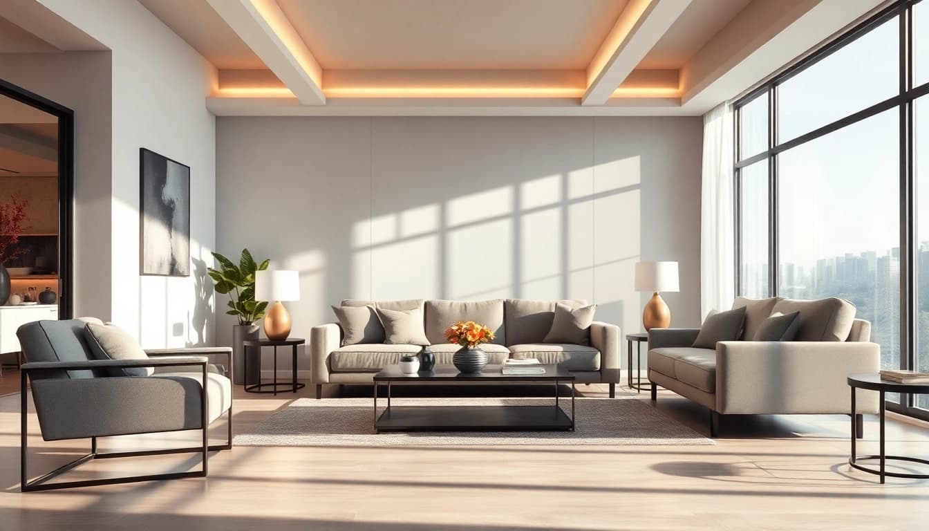 Sleek Illumination highlighting modern furnishings in a stylishly lit interior
