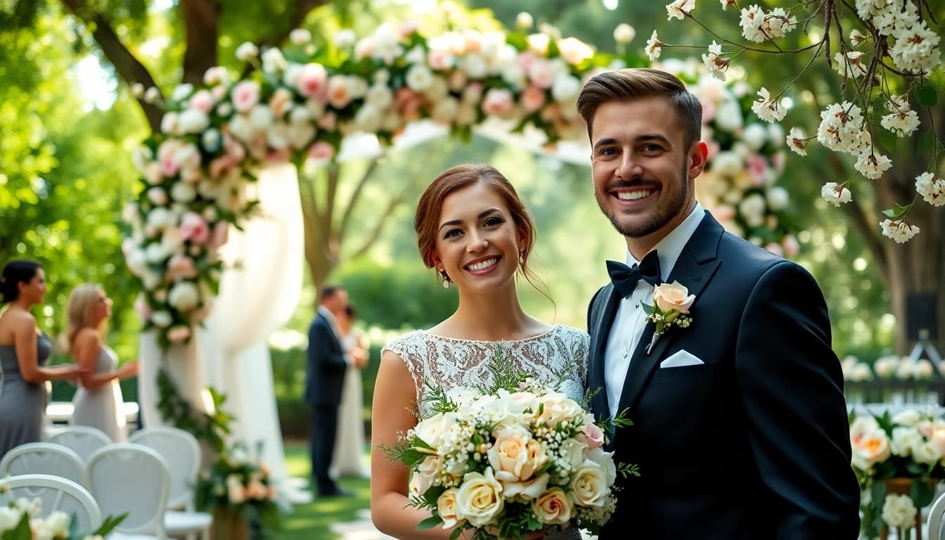 Carmel wedding photography capturing a couple's joyful moments in a beautiful garden setting.