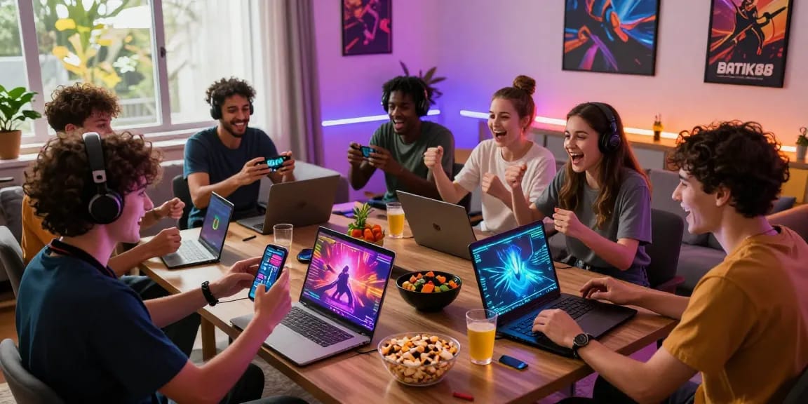 Pengalaman bermain game online BATIK 88 dengan suasana ceria dan perangkat modern.