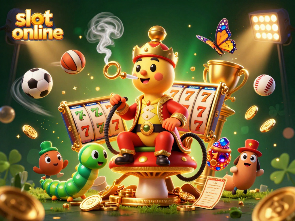 Engage with slot online action as jackpot symbols and slot reels animate in this vibrant 3D illustration.