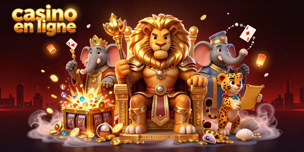 Vivez l'action palpitante du casino en ligne avec un roi lion féroce et des éléments de jeu vibrants.