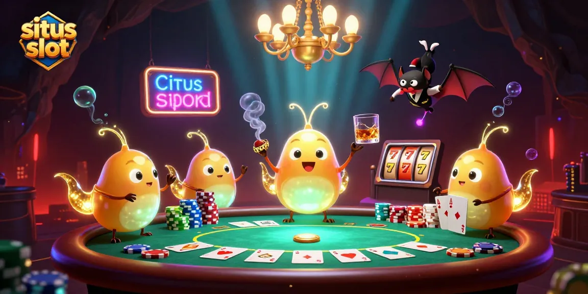 Experience the excitement of situs slot games in a vibrant casino scene filled with animated glowworms and engaging elements.