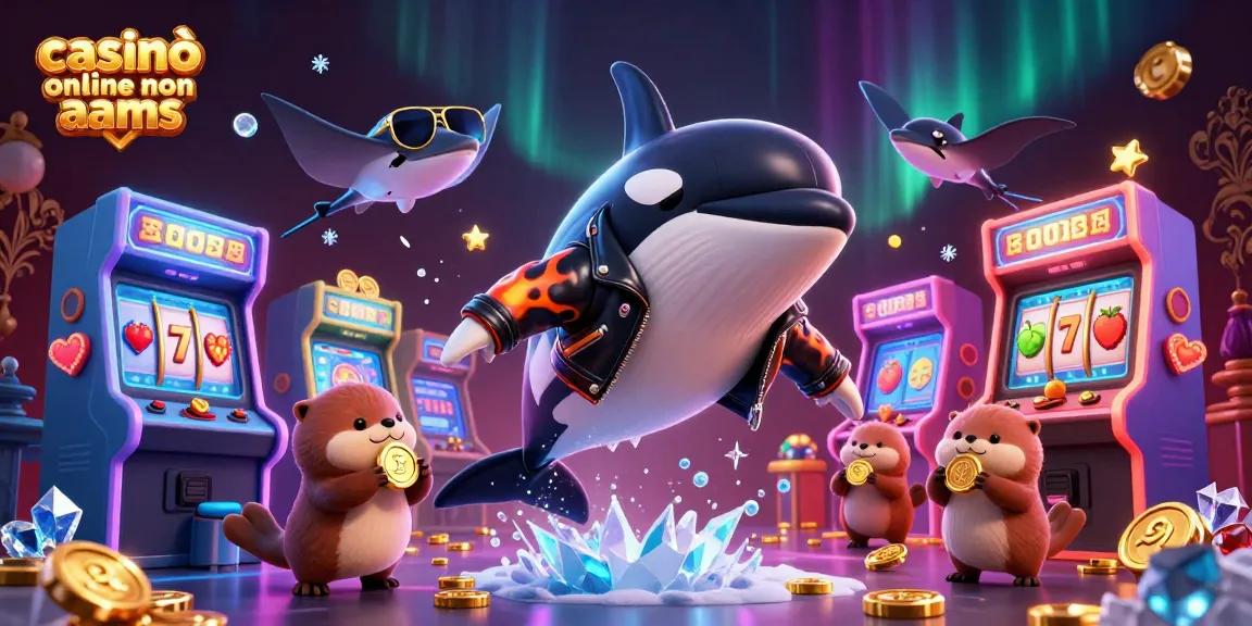 Immergiti in un gameplay entusiasmante con casinò online non AAMS featuring orca, razze e lontre in una scena vibrante.