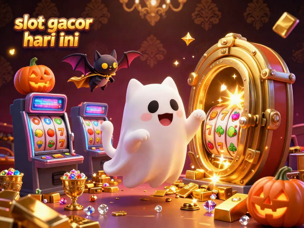 Experience the thrill of slot gacor hari ini with our lively casino scene featuring animated characters and vibrant slot machines.