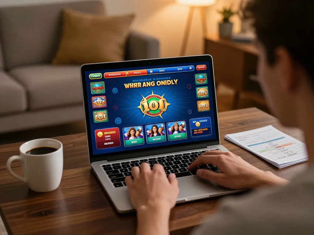 Engaging gameplay on https://ok904.com/ with vibrant online casino interface visible on laptop screen