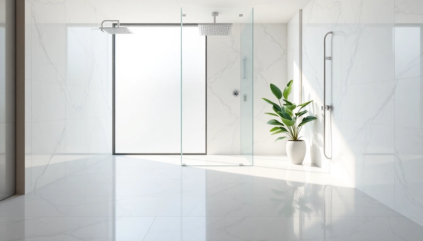 Experience elegant showers Australia in a luxurious bathroom featuring a sleek glass enclosure.