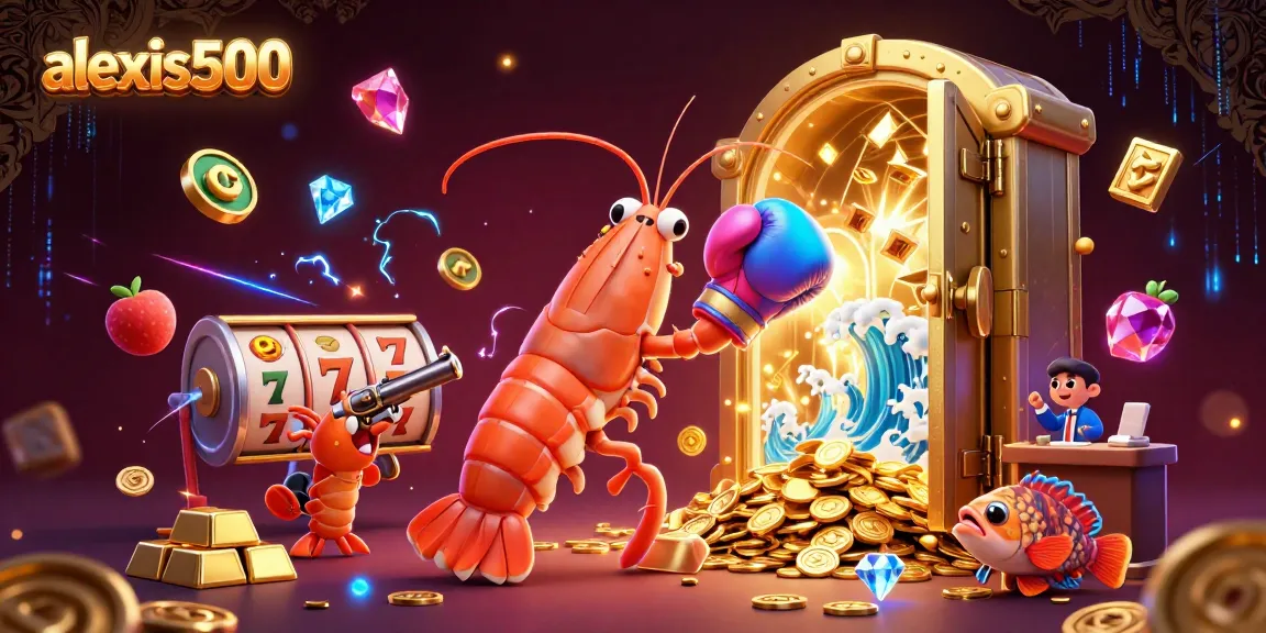 Engage with the action at alexis500 featuring a dynamic 3D scene with characters and casino elements.