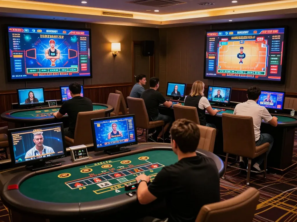 Migliori casino online europei live showcasing players engaged in dynamic live dealer gameplay with vibrant interfaces.