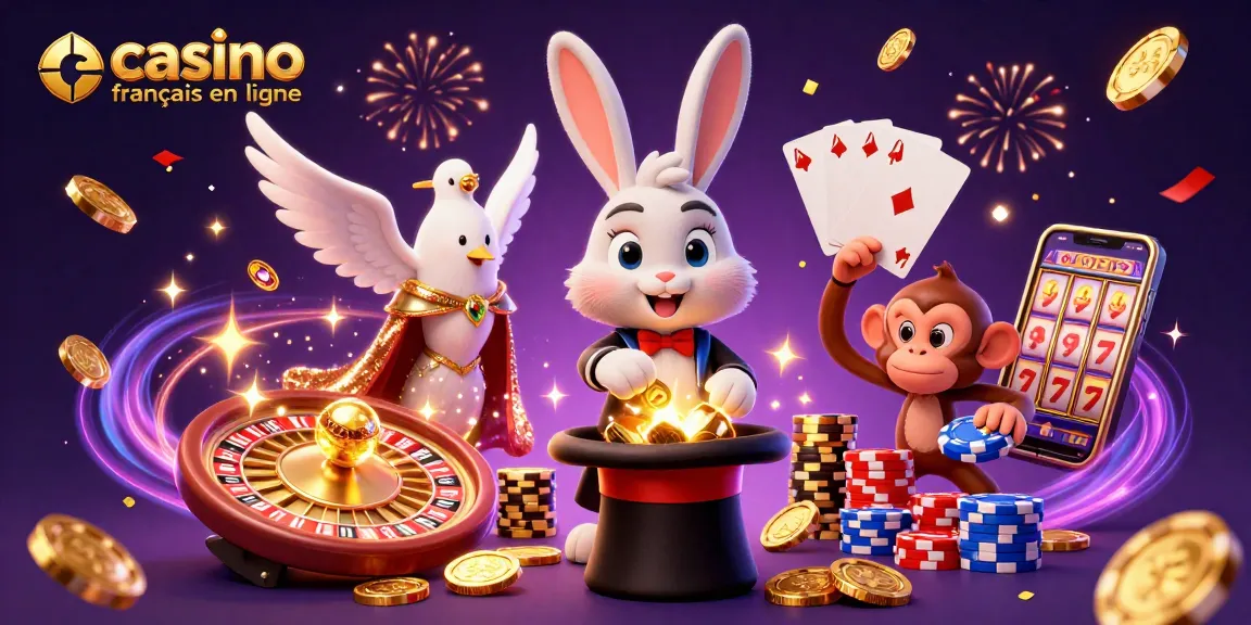 Découvrez des jeux captivants sur casino francais en ligne avec un magicien, une colombe et un singe malicieux.