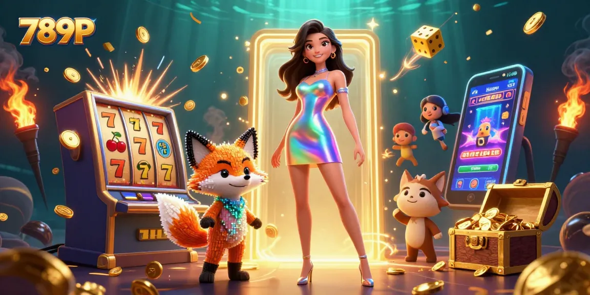 Experience thrilling wins on 789P as a glamorous woman celebrates a jackpot explosion in this vibrant casino scene.