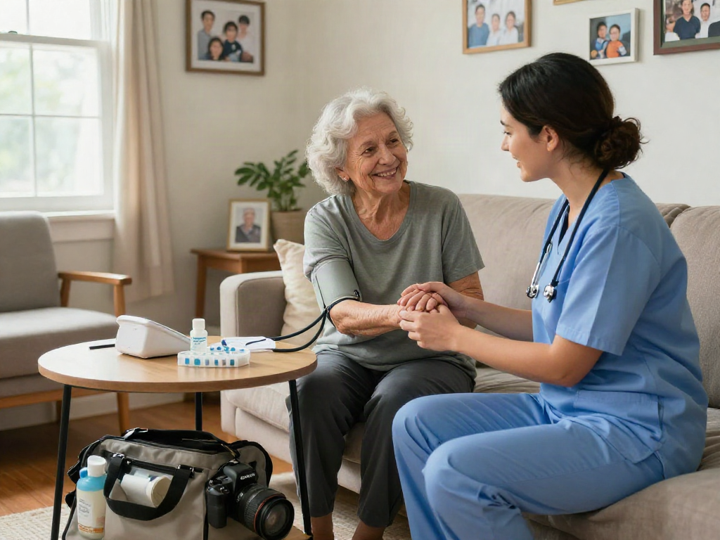 Caregiver assisting an elderly woman, showcasing bonus new member benefits in home care