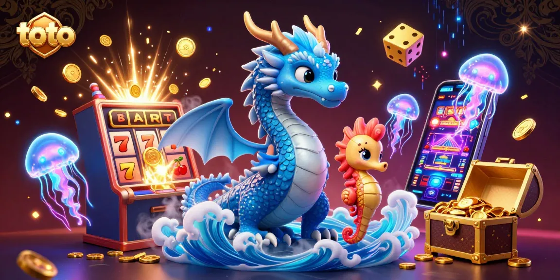 Toto-themed slot machine scene featuring a mystical water dragon, knight seahorse, and jellyfish for an engaging casino experience