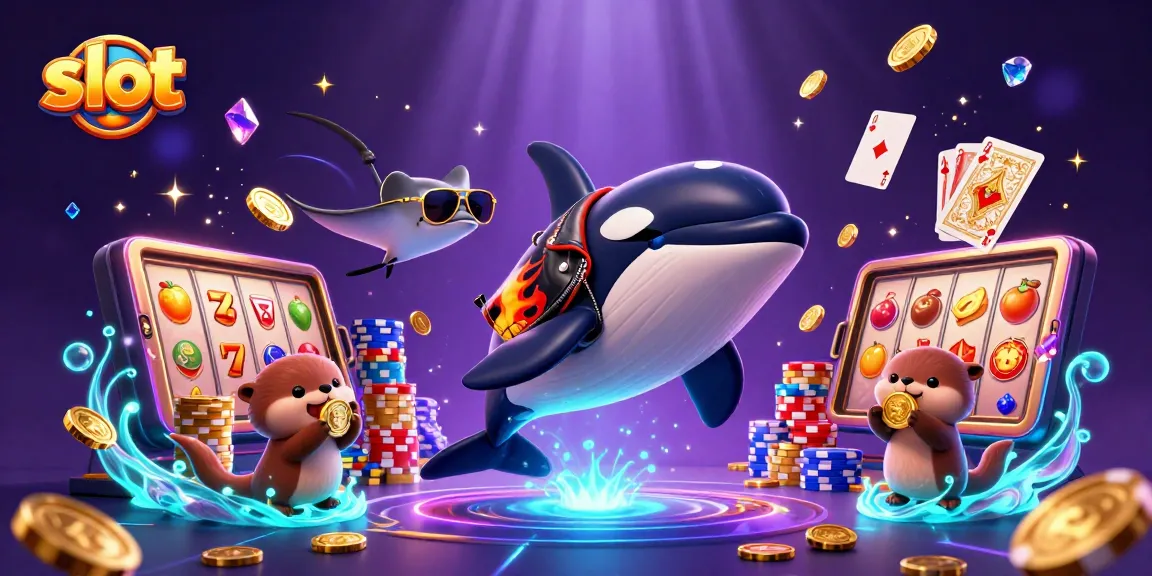 Spin the slot reels with a thrilling underwater casino scene featuring characters and gold coins.