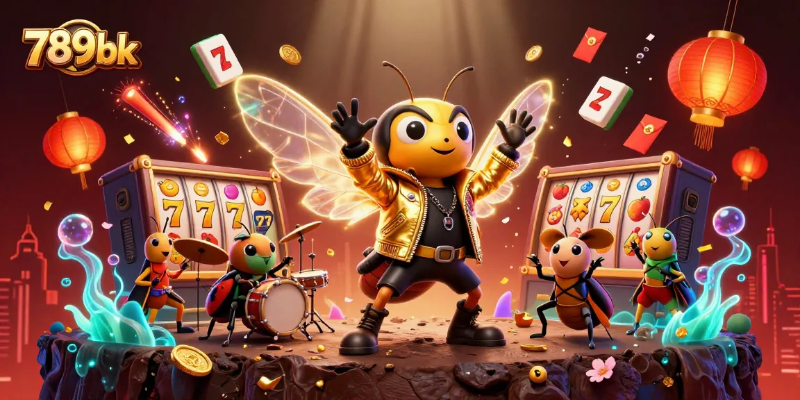 Play 789bk slot games with vibrant reels and excitement in this colorful casino scene.