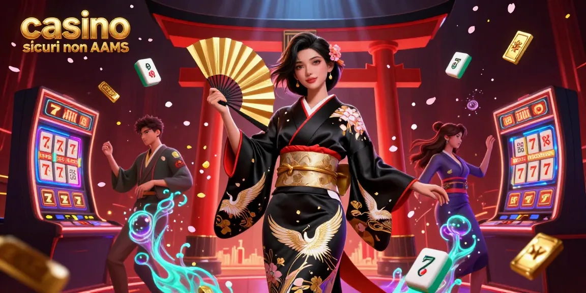 Illustrazione coinvolgente che mostra casino sicuri non AAMS con un personaggio elegante circondato da elementi delle slot.