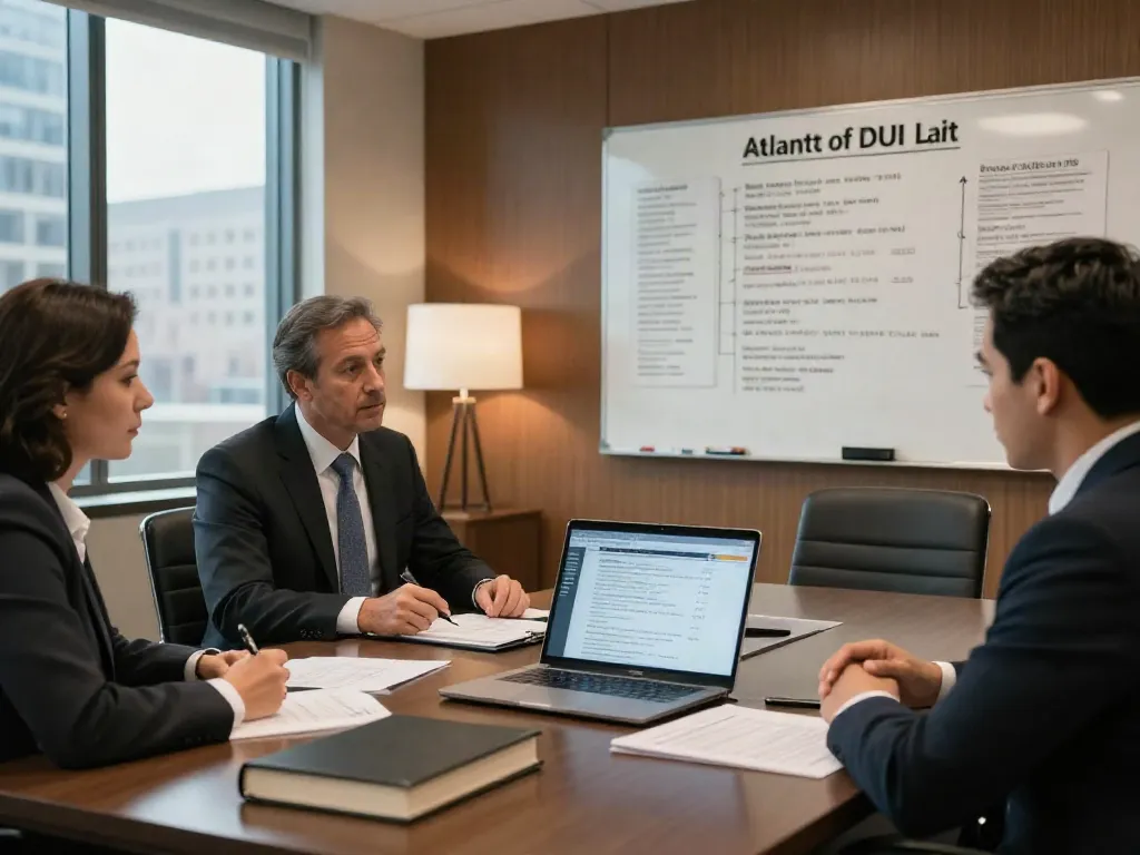 Experienced DUI lawyer Marietta GA consulting with clients in a professional office environment.