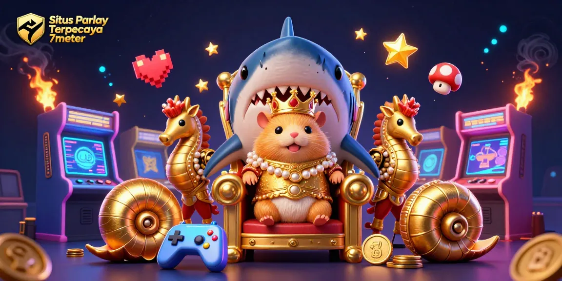Situs Parlay Terpercaya 7meter showcases a thrilling gambling scene with animated characters and casino elements