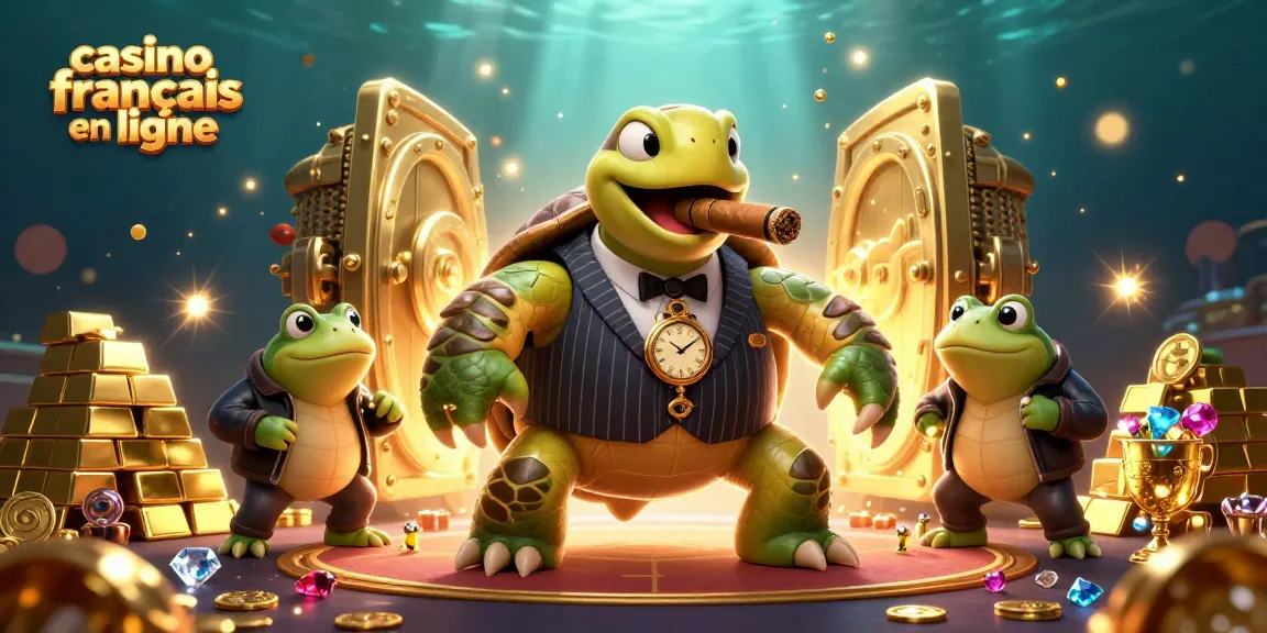 Découvrez le casino français en ligne avec ce tortue géante, joker au cœur d’une scène riche en trésors.