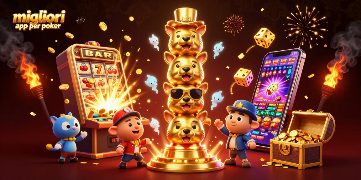 Riconosci le migliori app per poker mentre giochi con caricature animate e jackpot entusiasmanti.