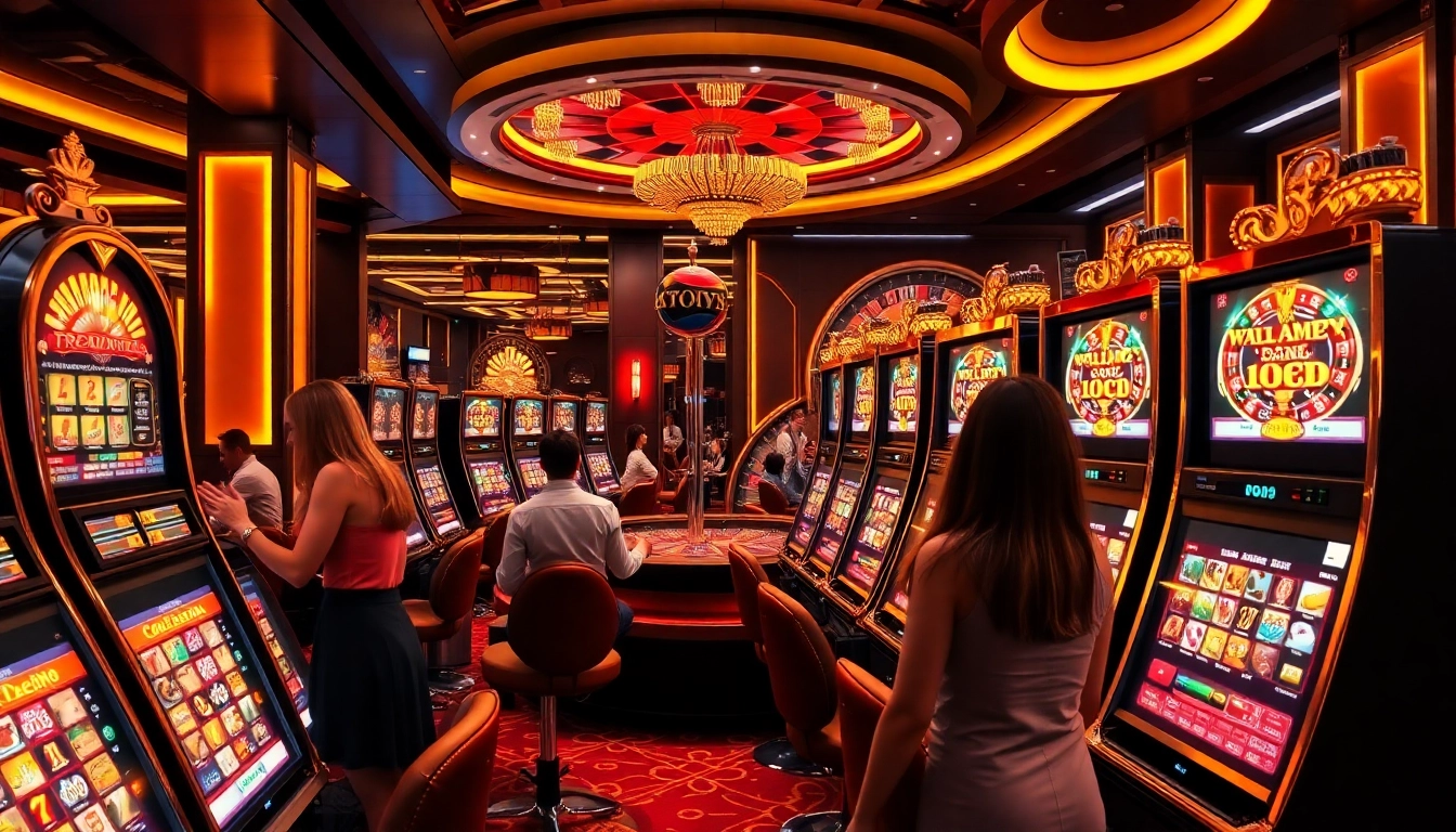 Players enjoying the excitement of a slot pragmatic machine in a vibrant casino setting.