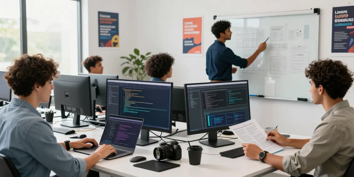 Collaboration in a modern workspace showcasing 纸飞机中文版 software development.