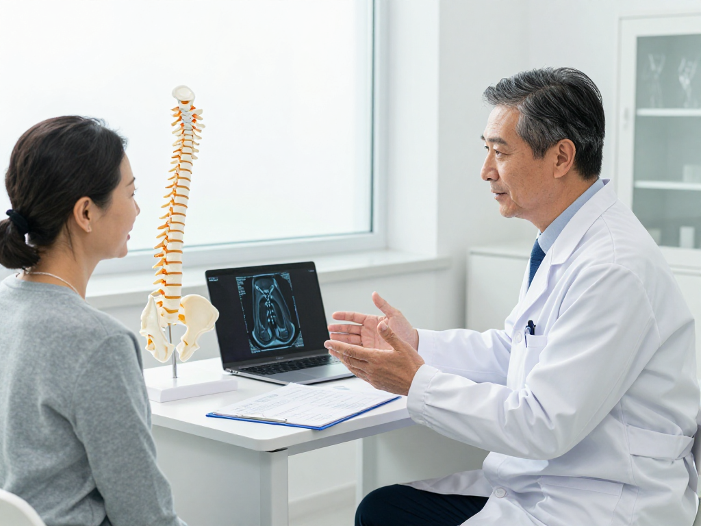 Engaging discussion during a Dar kanal ameliyatı consultation between a surgeon and patient in a modern clinic.