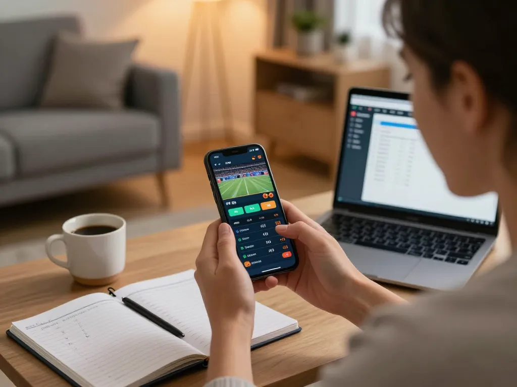 siti scommesse stranieri being explored through a smartphone app by an engaged bettor at home.