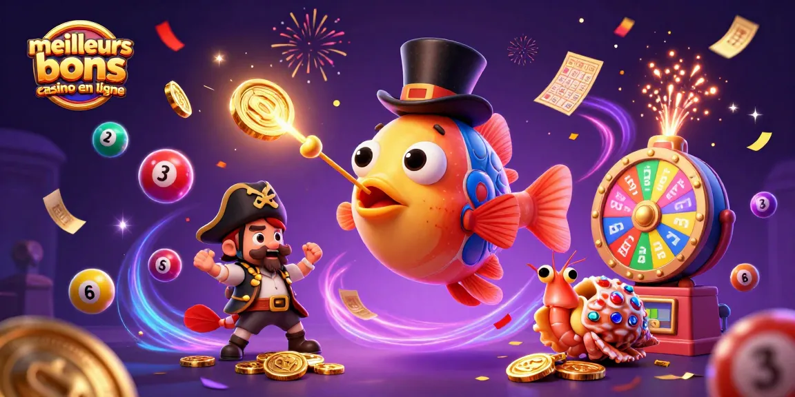 Visualisez les meilleurs bonus casino en ligne avec un poisson-lanterne et une crevette pirate en pleine action ludique.