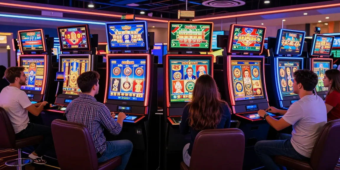 Players enjoying a lively slot game in a modern casino environment.
