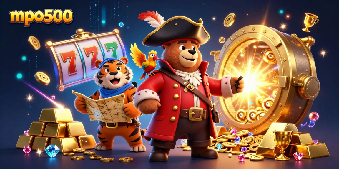 Engage with mpo500 by spinning slot reels amidst pirate treasures and lively characters.