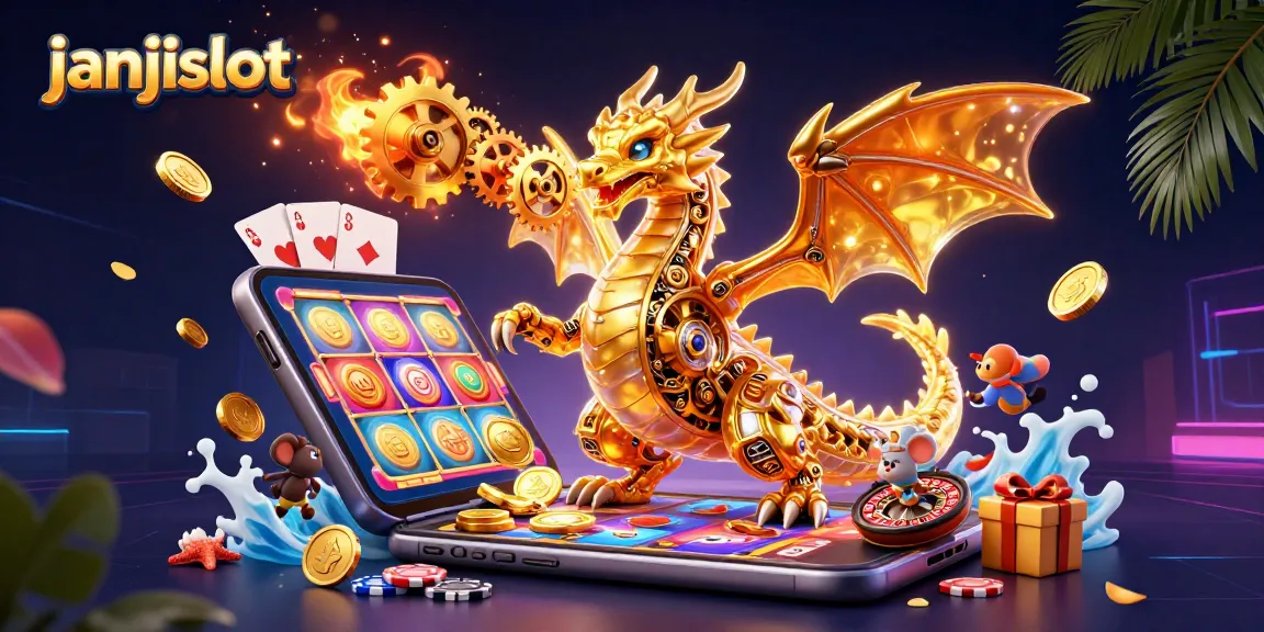 Engage with exciting slot games at janjislot featuring a vibrant 3D dragon and golden coins.