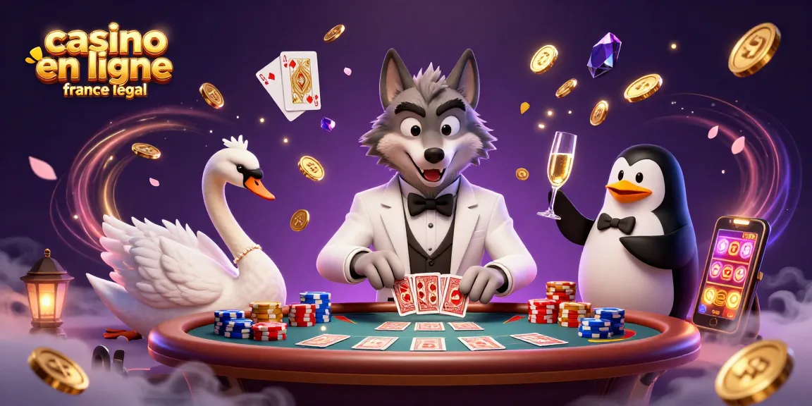 Jouer aux jeux au casino en ligne France légal avec des personnages animés, cartes et pièces d'or en vol.