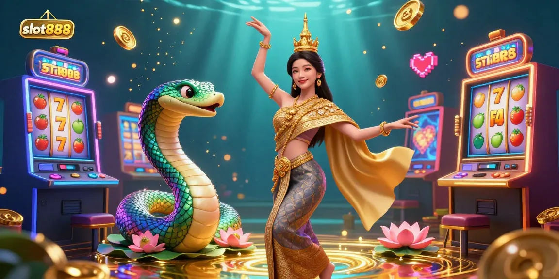 Experience the thrill of slot888 with dynamic slot machines and engaging characters in this vibrant casino artwork.