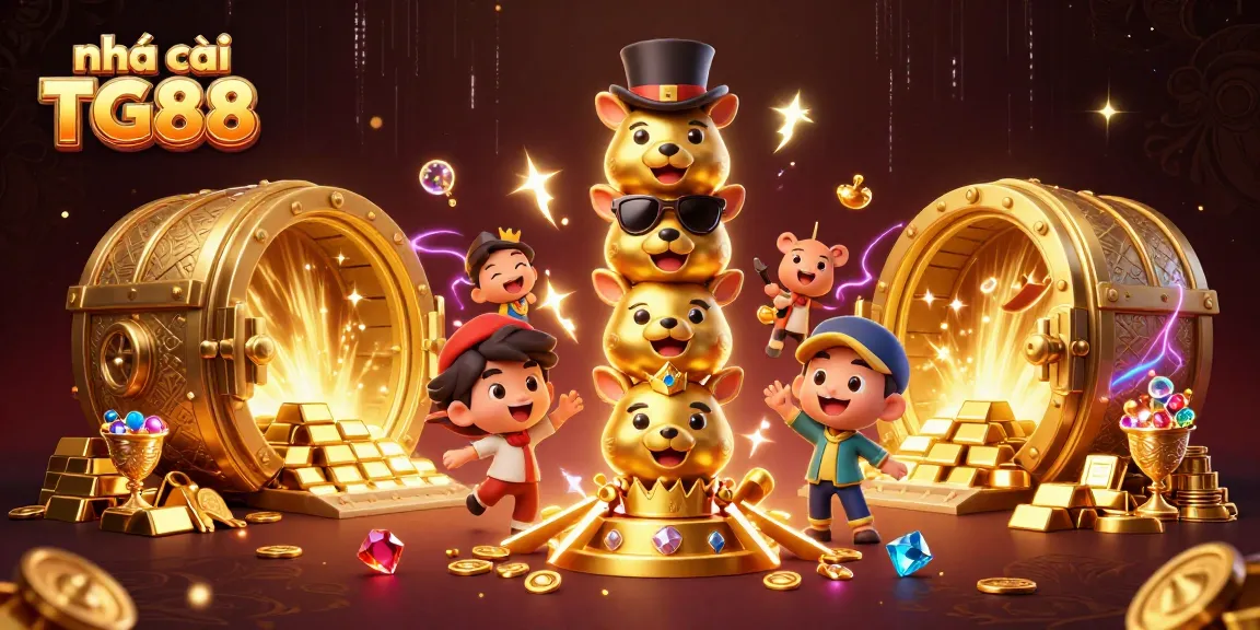 Experience the vibrant world of nhà cái TG88 with a golden totem pole and lavish casino atmosphere.