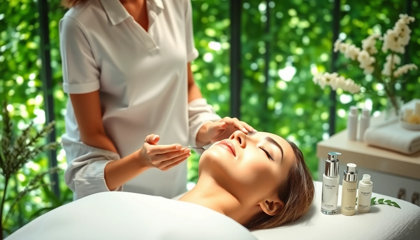 Esthetician near me provides a relaxing facial treatment in a tranquil spa environment.