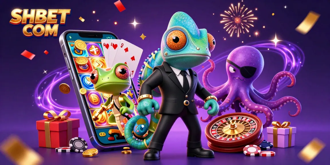 Experience the thrill of gaming with SHBET COM in this vibrant casino illustration featuring dynamic characters and Lucky 7s.