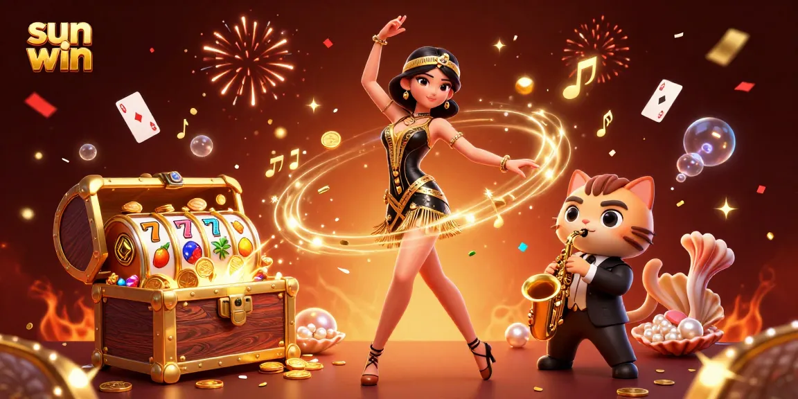 Win big at sun win with a vibrant 3D illustration showcasing fun casino elements.