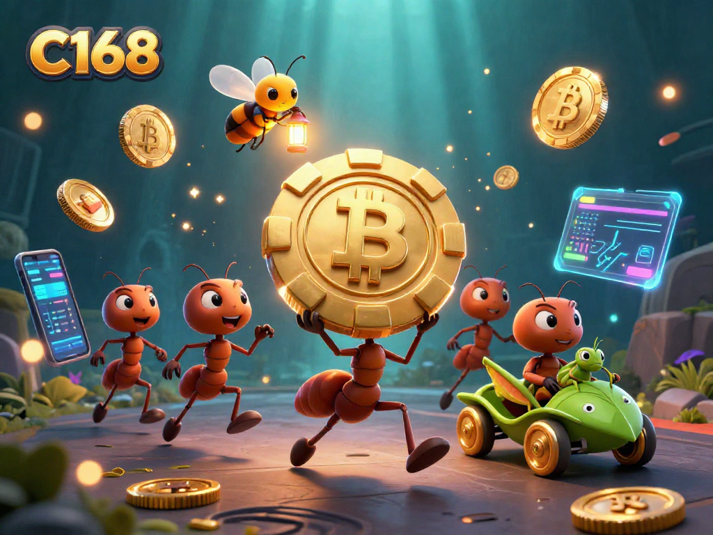 Experience C168's thrilling adventures with cartoon ants in a casino heist, showcasing big wins!
