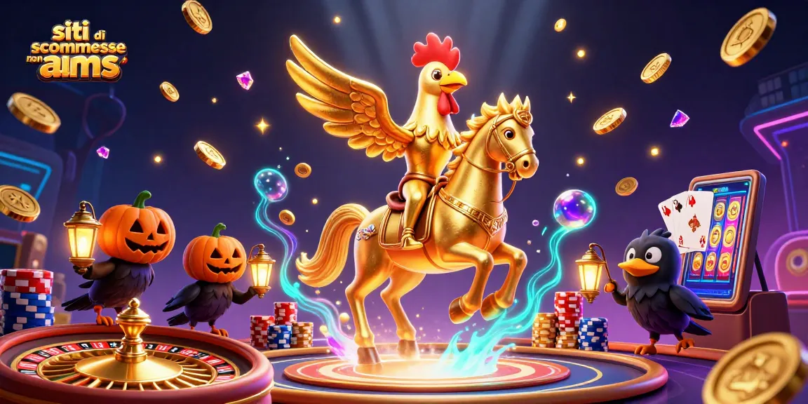 Scopri siti di scommesse non AAMS in un'illustrazione 3D vibrante con caratteristiche scintillanti.
