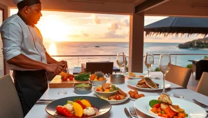 Sint Maarten private chef expertly crafting a gourmet meal in a stunning villa.