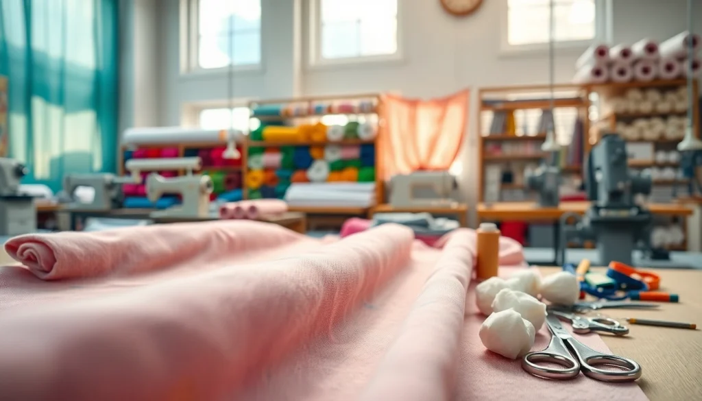 Katoen stof met levendige kleuren in een kleurrijke textielwerkplaats.