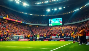 해외축구중계와 함께 열정적인 팬들이 가득한 경기장 모습