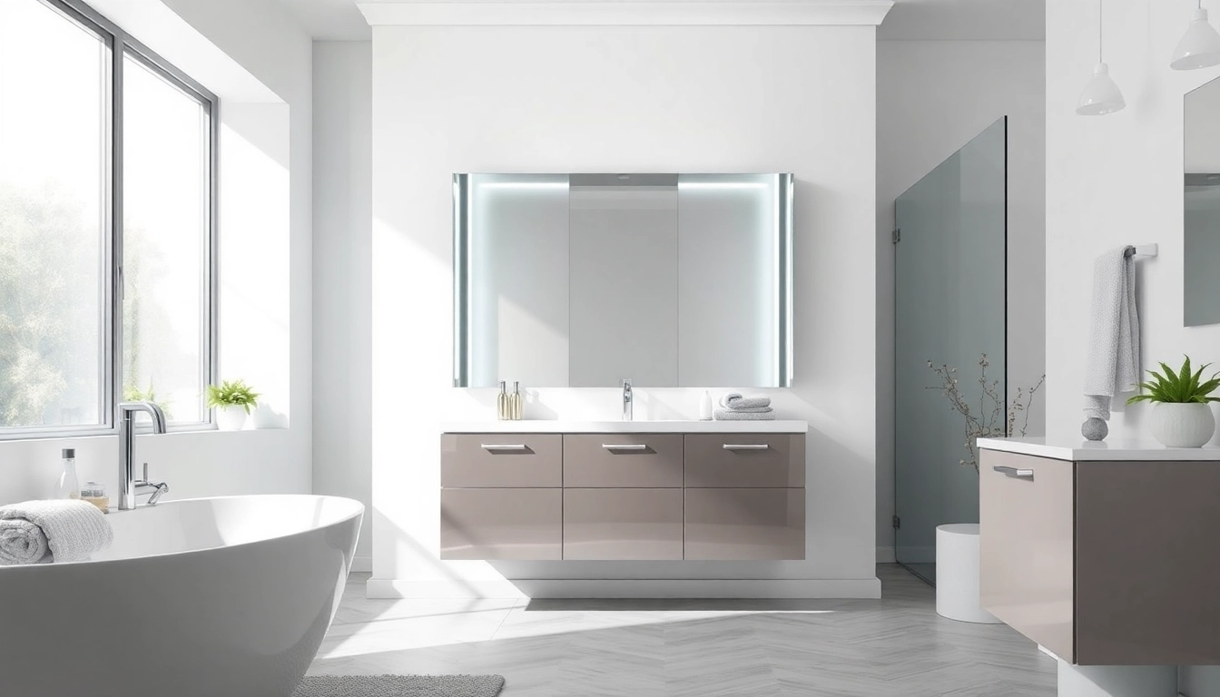 Verwenden Sie den sonni Spiegelschrank mit modernem Design und integrierter LED-Beleuchtung im Badezimmer.