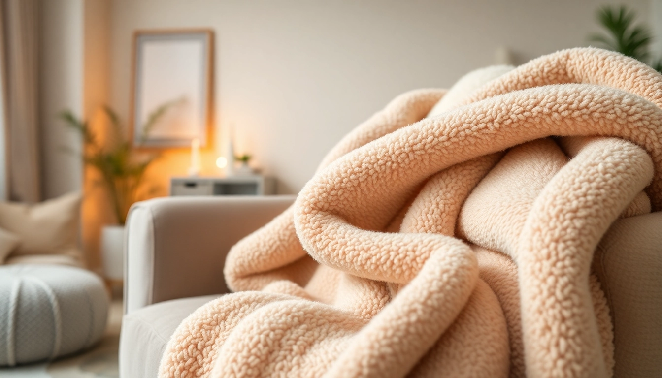 Fleece stof in een gezellige huiskamer, benadrukt de zachtheid en warmte.