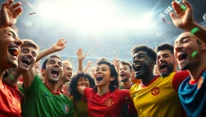 해외축구중계를 위해 응원하는 다양한 축구 팬들의 모습