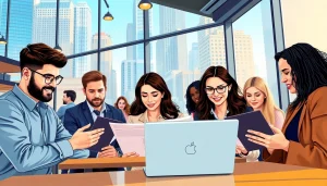 Connecting with employers while searching Chicago jobs in a vibrant urban setting.